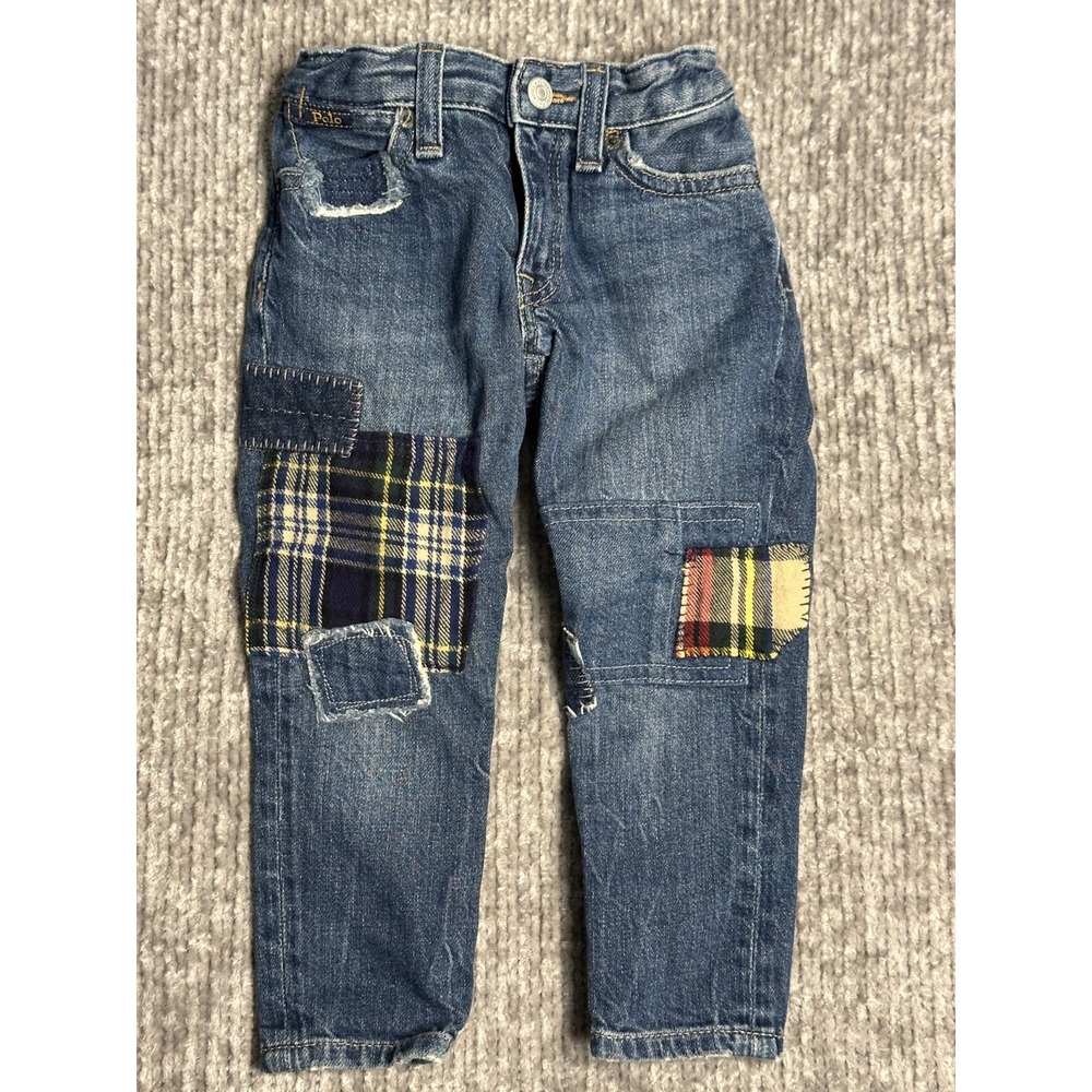 Polo Ralph Lauren Astor Slim Boyfriend Jeans Girls 2T Patchwork Distressed Denim